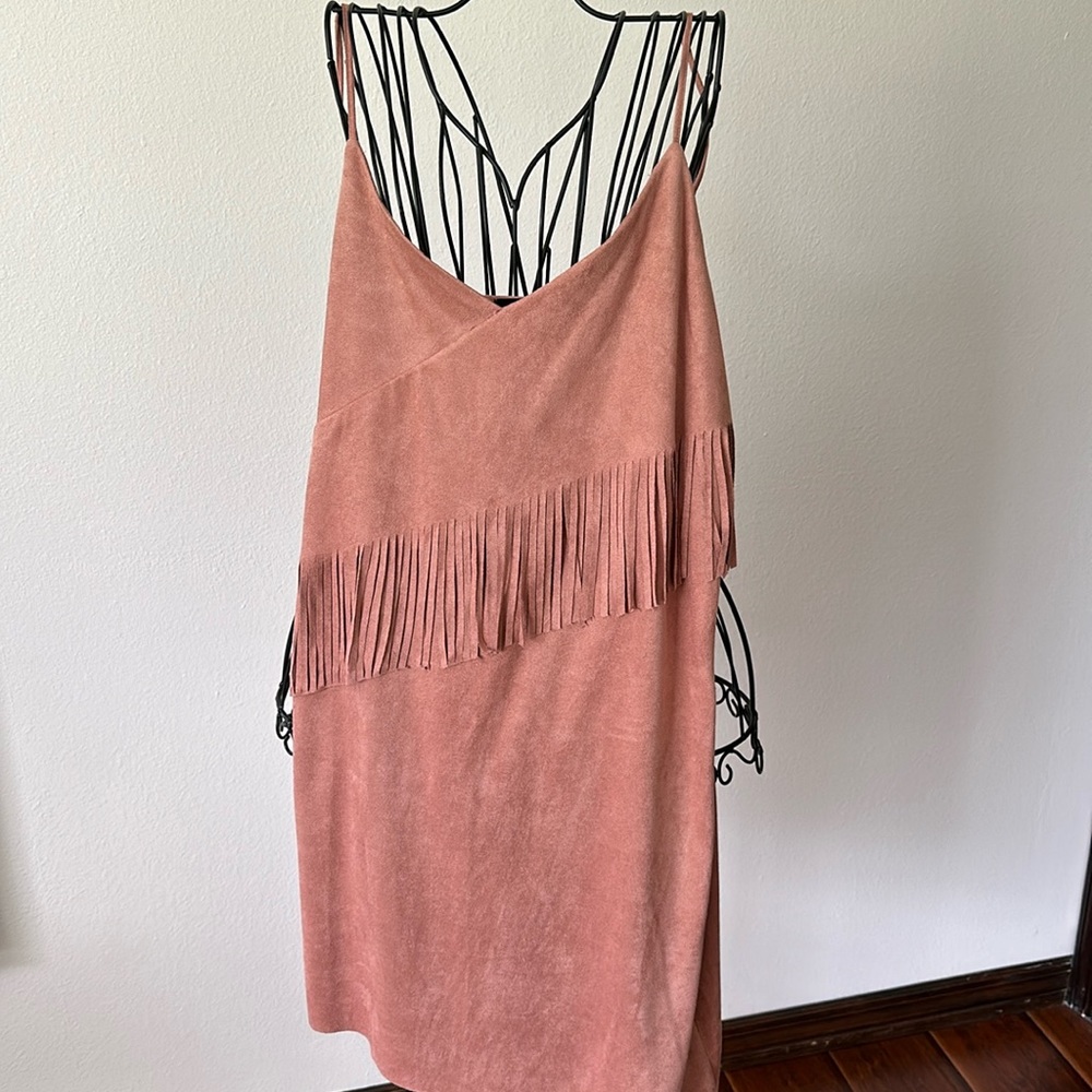 Dusty rose ultra suede dress.